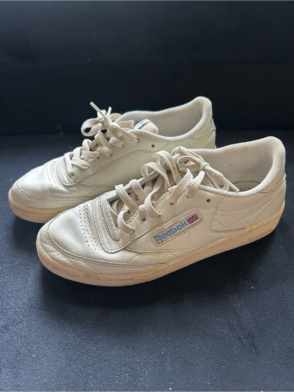 Reebok Off-White Leather Low-Top Sneakers